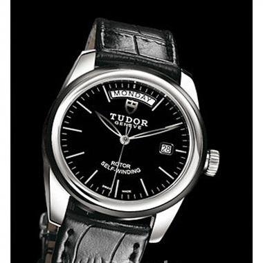 帝舵骏珏系列56010n-Shiny black leather strap男士机械机芯表