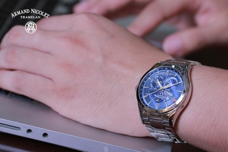 艾美达（Armand Nicolet）-当代经典系列 M02 9742B-BU-M9740 机械男表