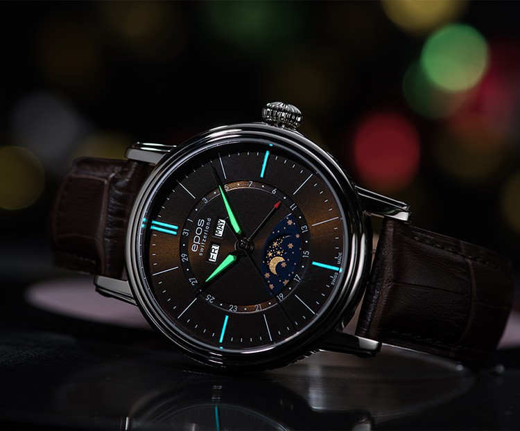 瑞士艺术制表大师爱宝时（EPOS）-Emotion情感系列 古铜月色 3391.832.20.57.27 机械男表