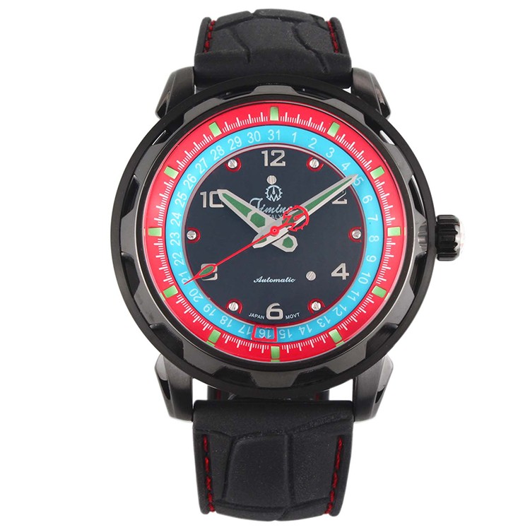 意大利品牌：天铭（Timing）8216SX-B（黑色盘红色圈）机械男表