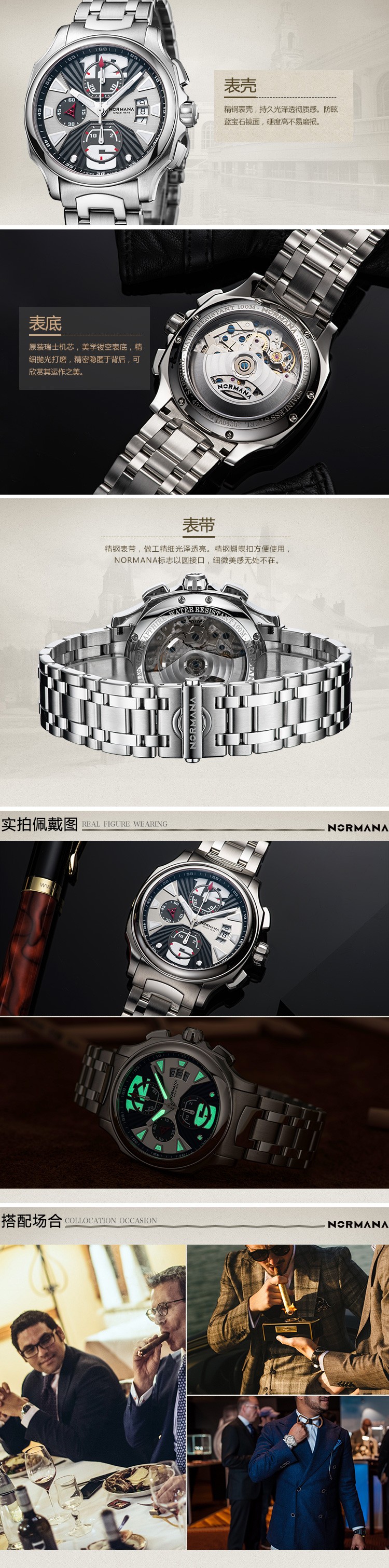 诺美纳NORMANA-皇族运动系列 40231 机械男表