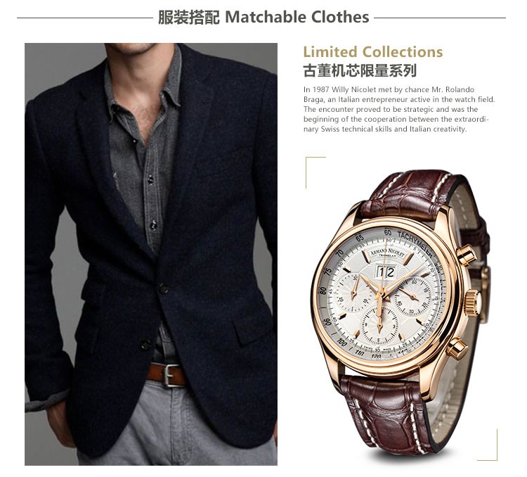 艾美达（Armand Nicolet）- 当代经典系列 M02 7148A-AG-P914MR2 机械男表（已绝版）