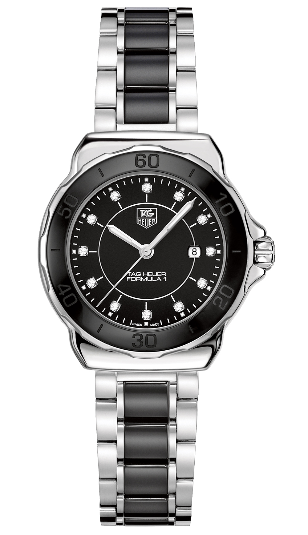 泰格豪雅女士镶钻表大三针商务休闲手表【正品】_泰格豪雅女士镶钻表